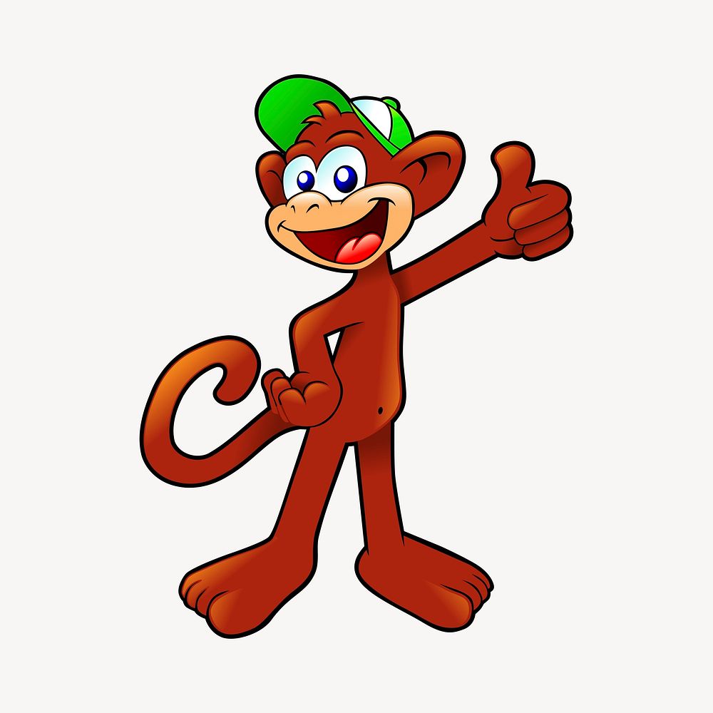 Cartoon monkey clipart, illustration. Free public domain CC0 image.