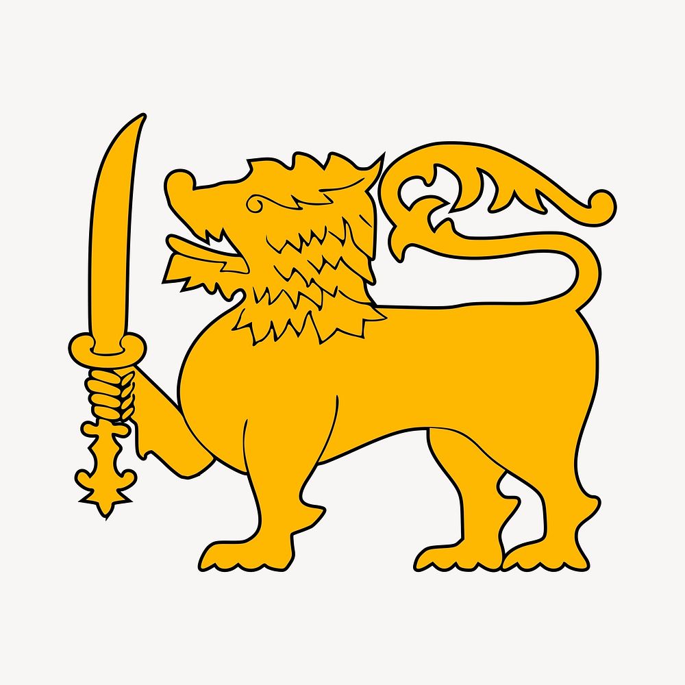 Sri Lanka lion clipart, illustration psd. Free public domain CC0 image.