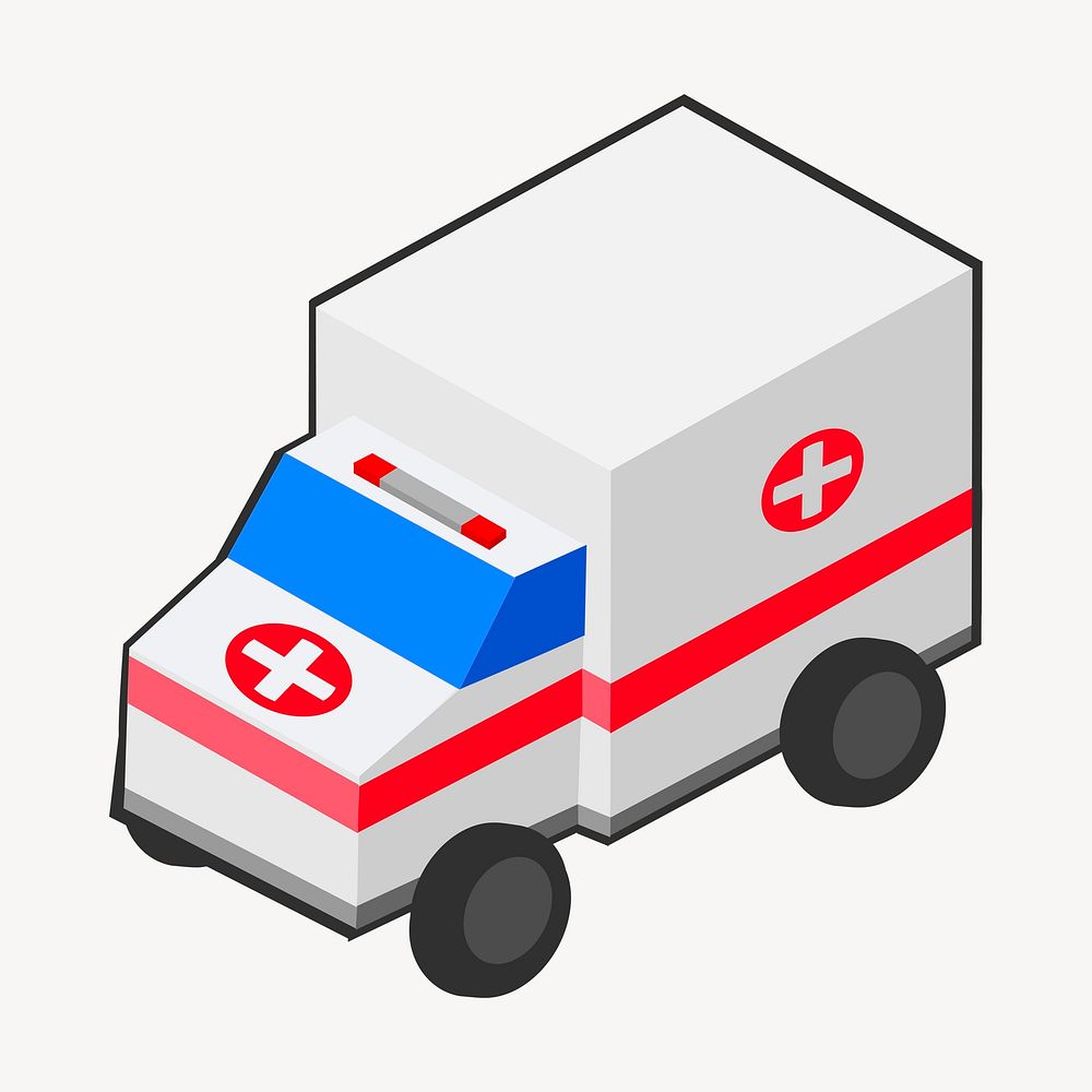 Ambulance clipart, illustration psd. Free public domain CC0 image.