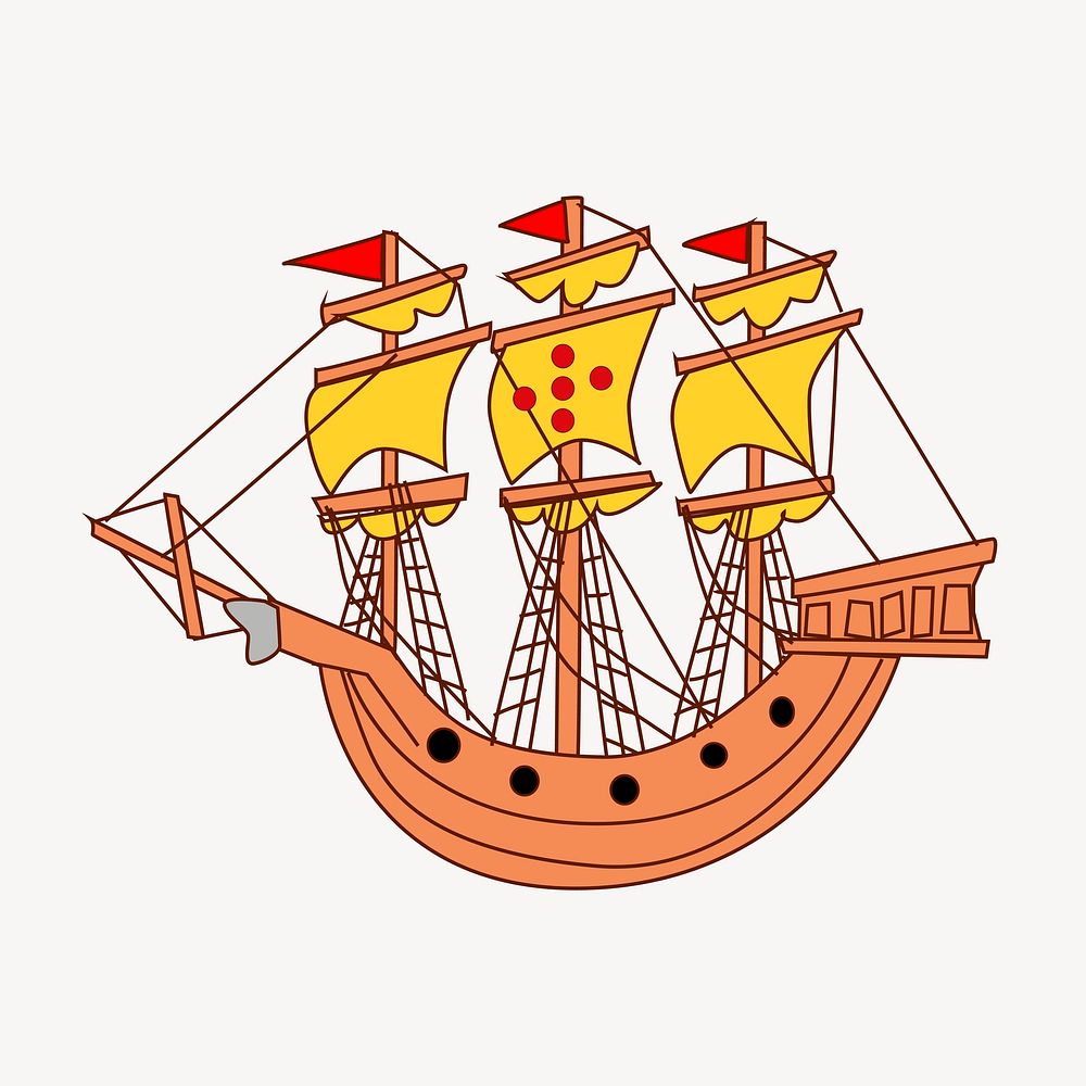 Sailing ship clipart, illustration vector. Free public domain CC0 image.