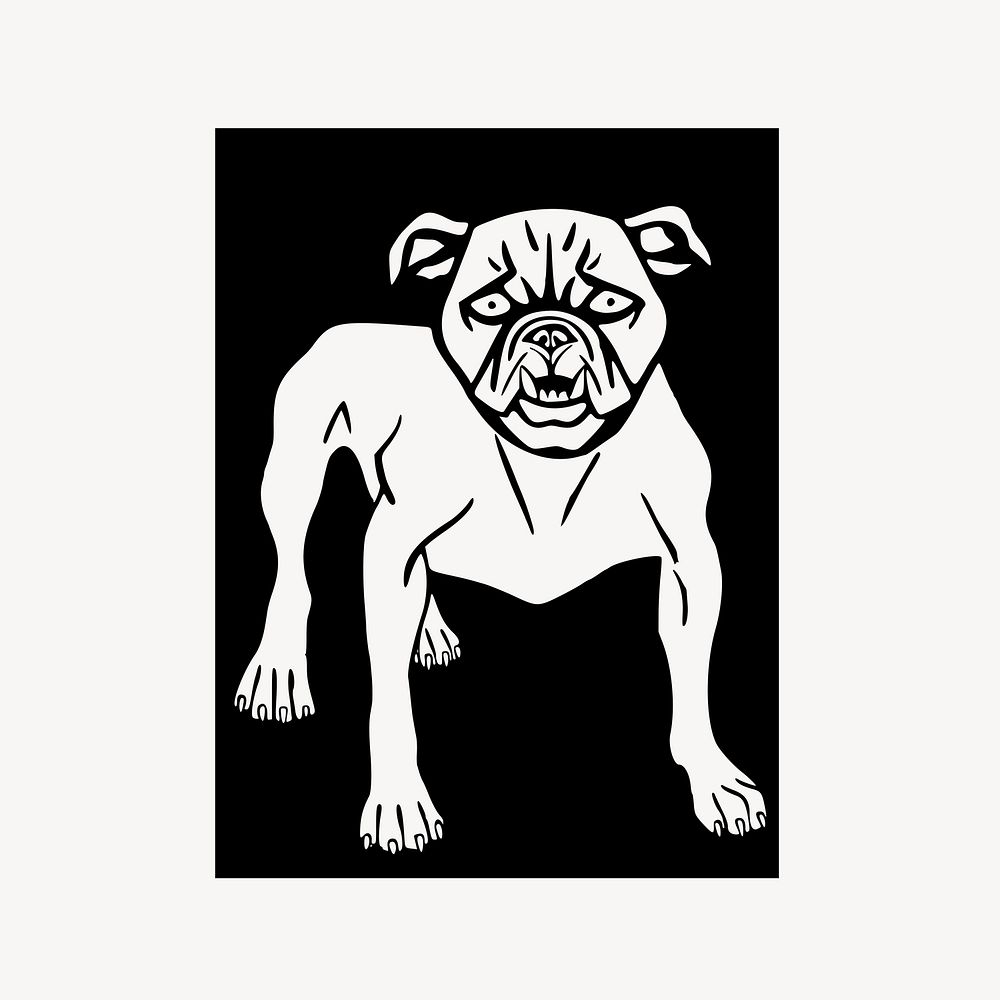 Dog etching clipart, illustration psd. Free public domain CC0 image.