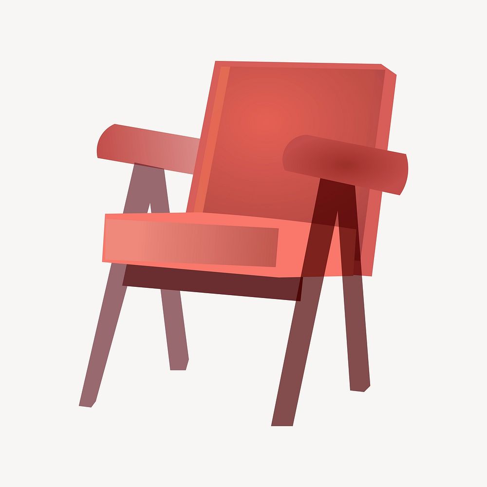 Red chair clipart, illustration. Free public domain CC0 image.