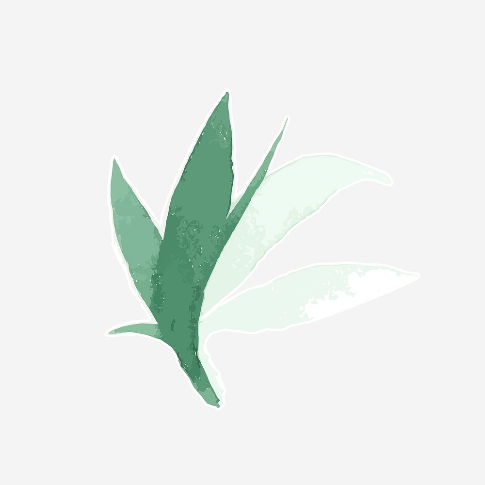 Green plant vector watercolor diary sticker
