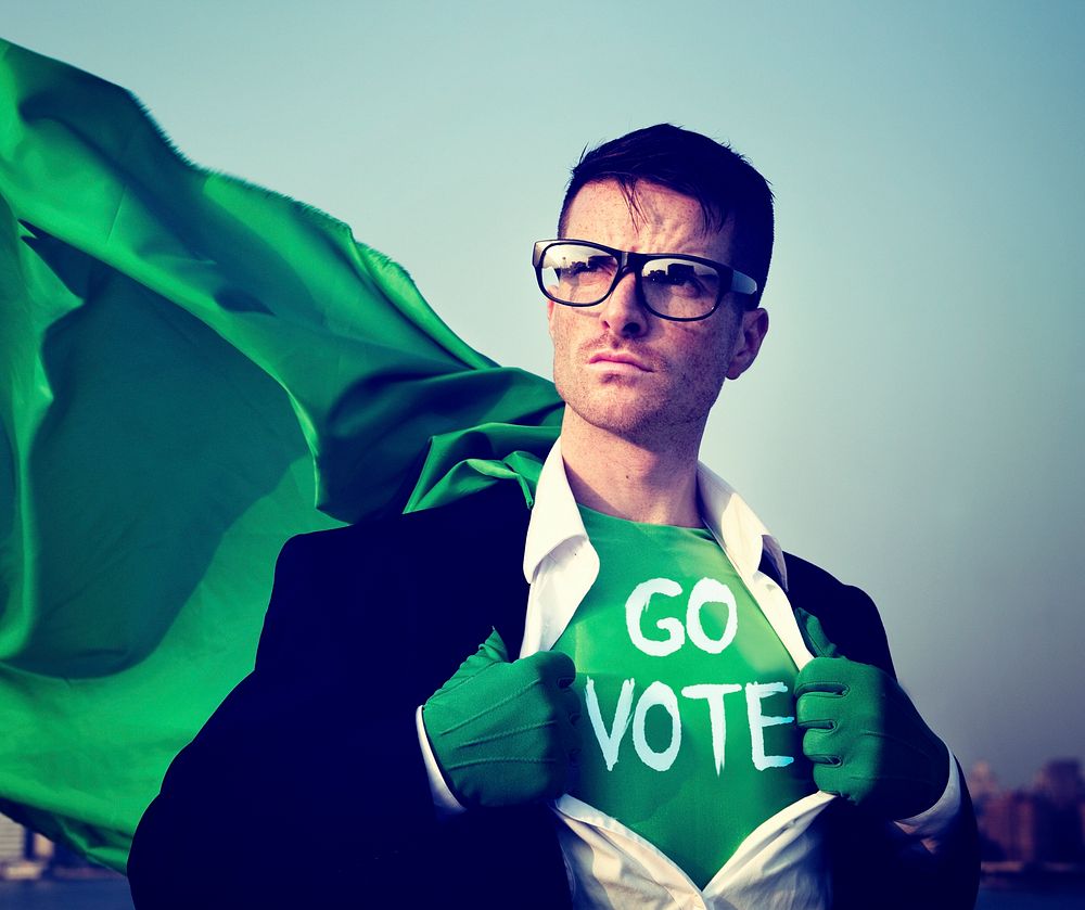 Superhero Businessman Vote Power Concept