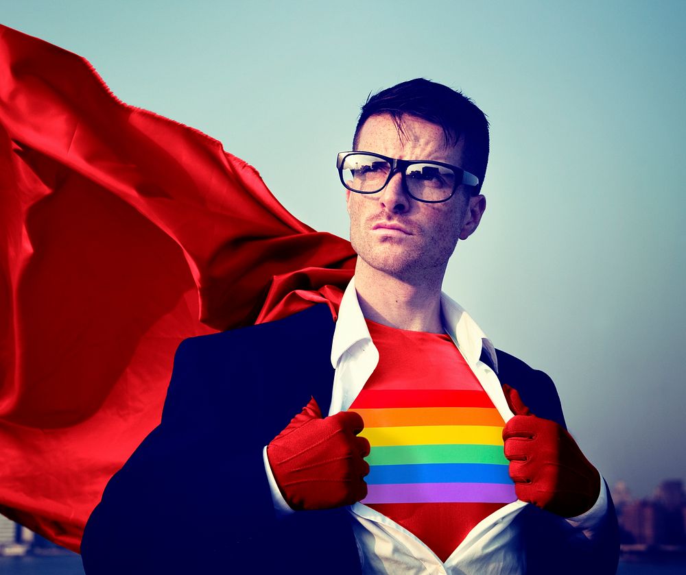 Rainbow Strong Superhero Success Professional Empowerment Stock Concept