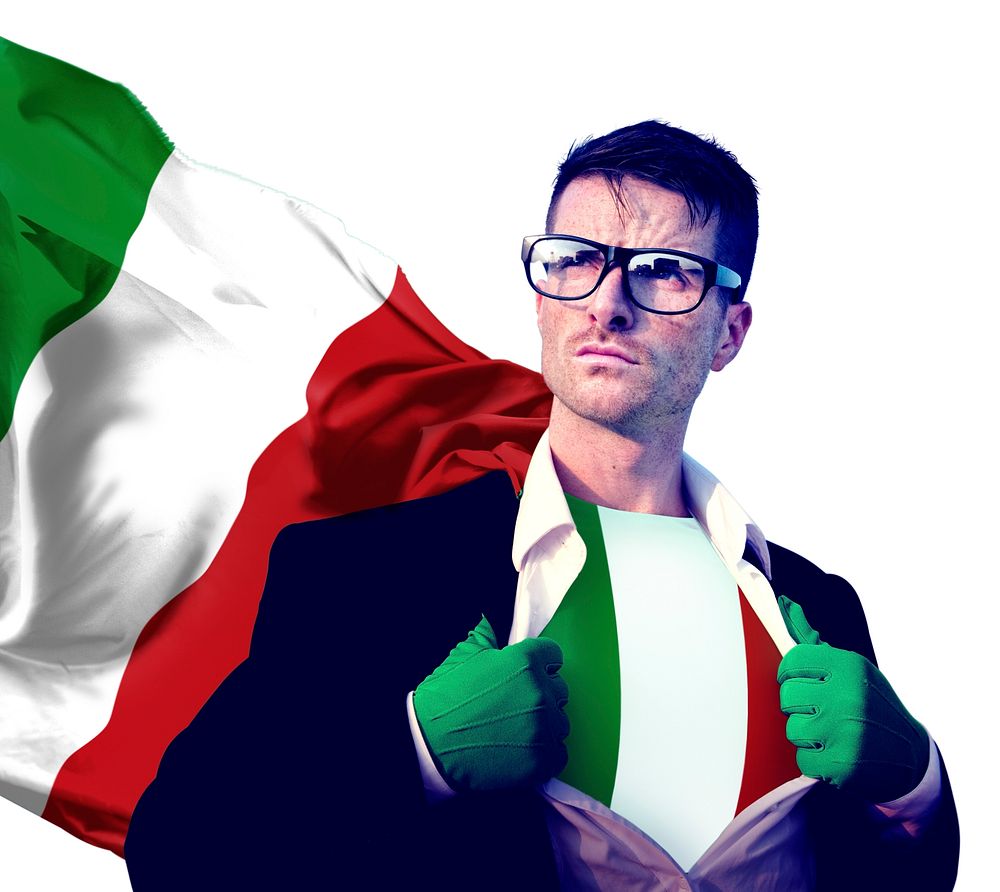 Superhero Businessman Italian Isolated Concept