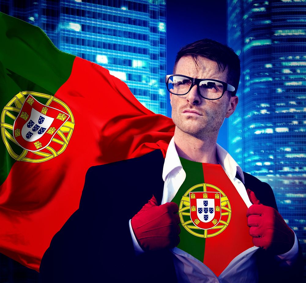 Businessman Superhero Country Portugal Flag Culture Power Concept