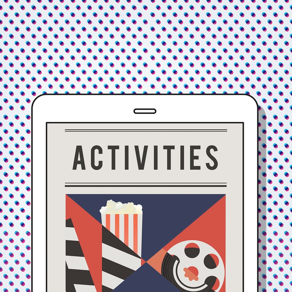 Illustration of movies theatre media entertainment on digital tablet