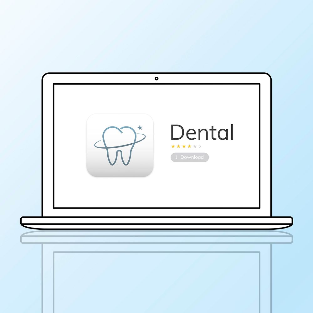 Illustration of dental care application on laptop