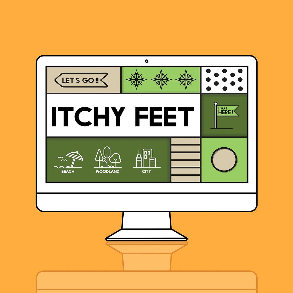 Itchy feet travel outdoors graphic