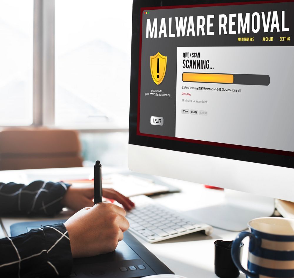 Data File Protection Firewall Malware Removal Concept