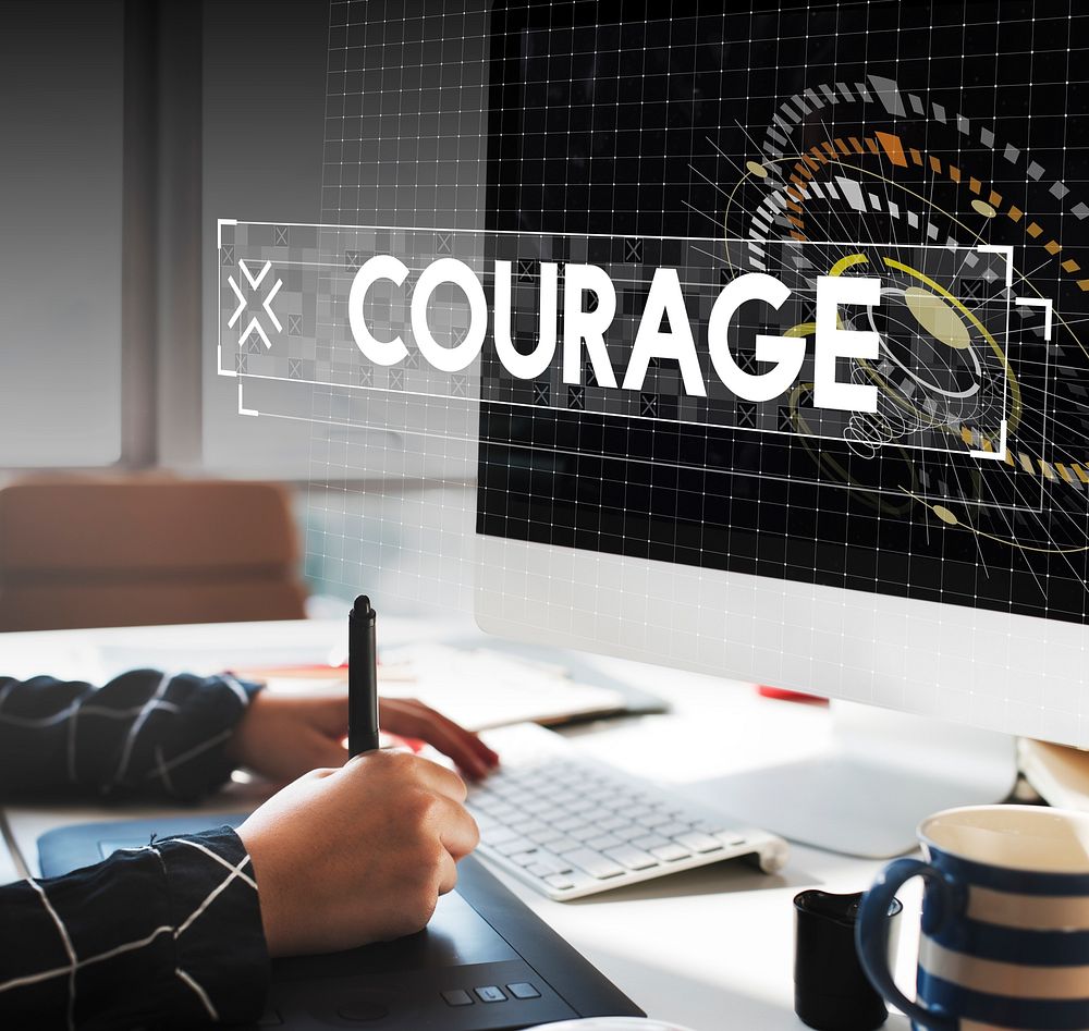 Graphic Designer Working and Courage Design Graphic Word