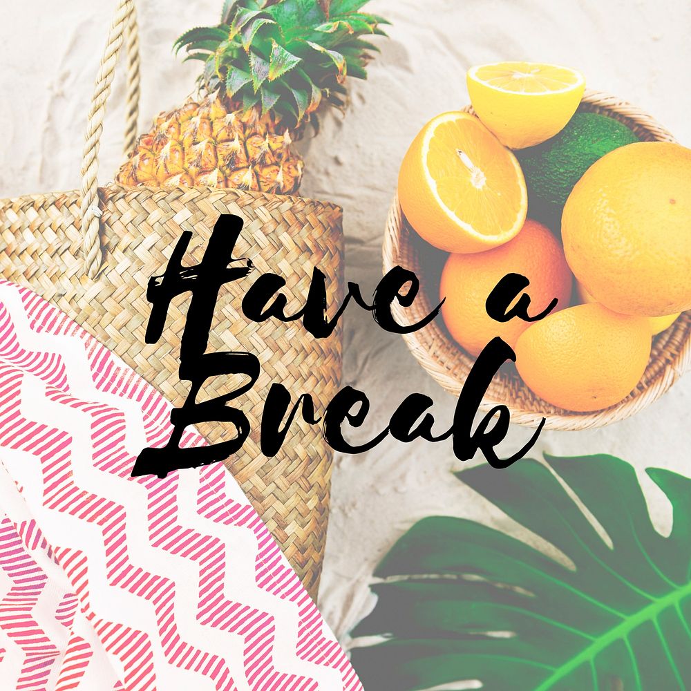 Summer Break Lifestyle Oranges Vacation Words Concept