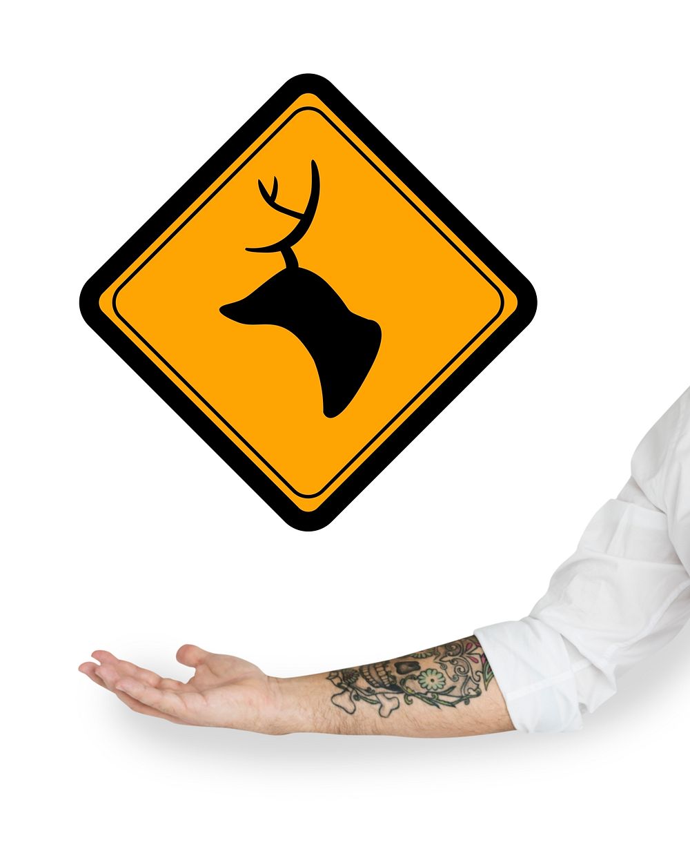 Deer Head Warning Icon Sign