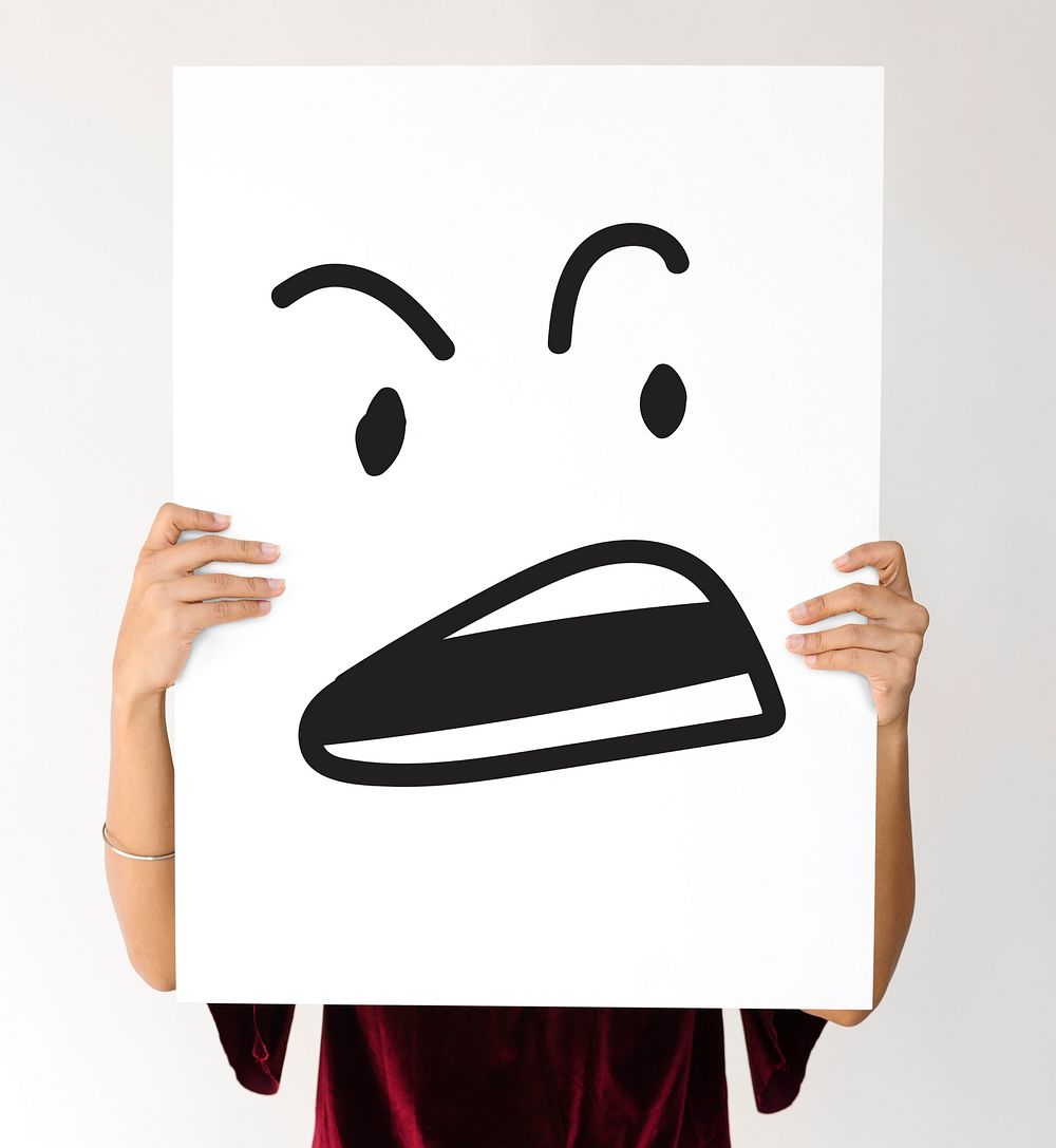 Illustration of agressive madness face on banner
