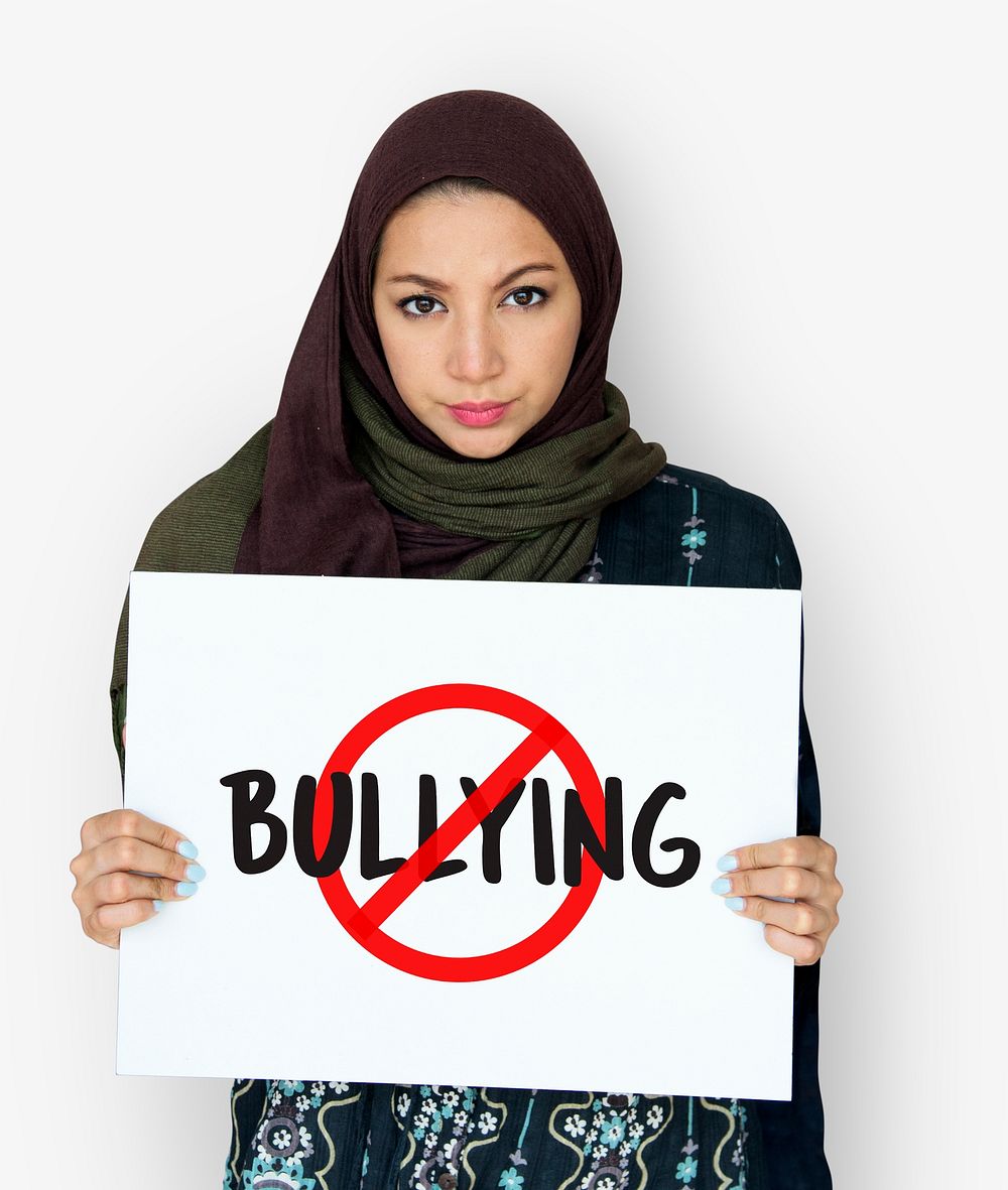 Middle eastern girl with stop bullying campaign