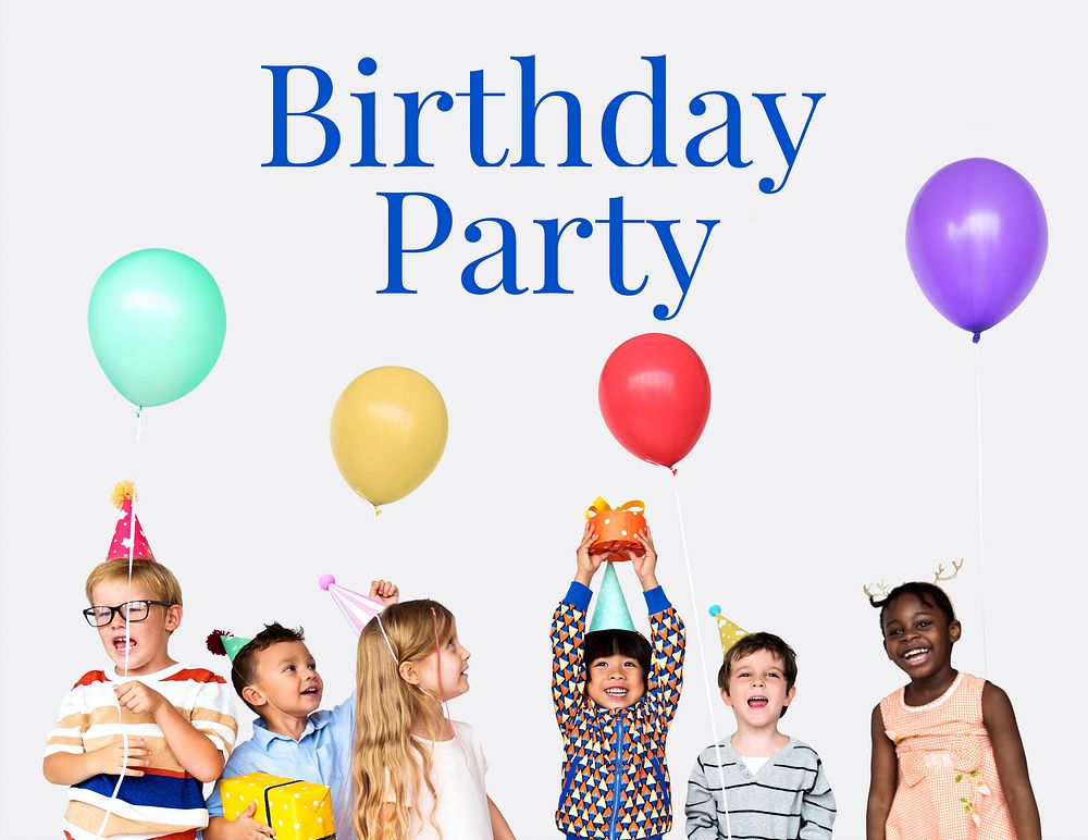 Group of children celebrate the party