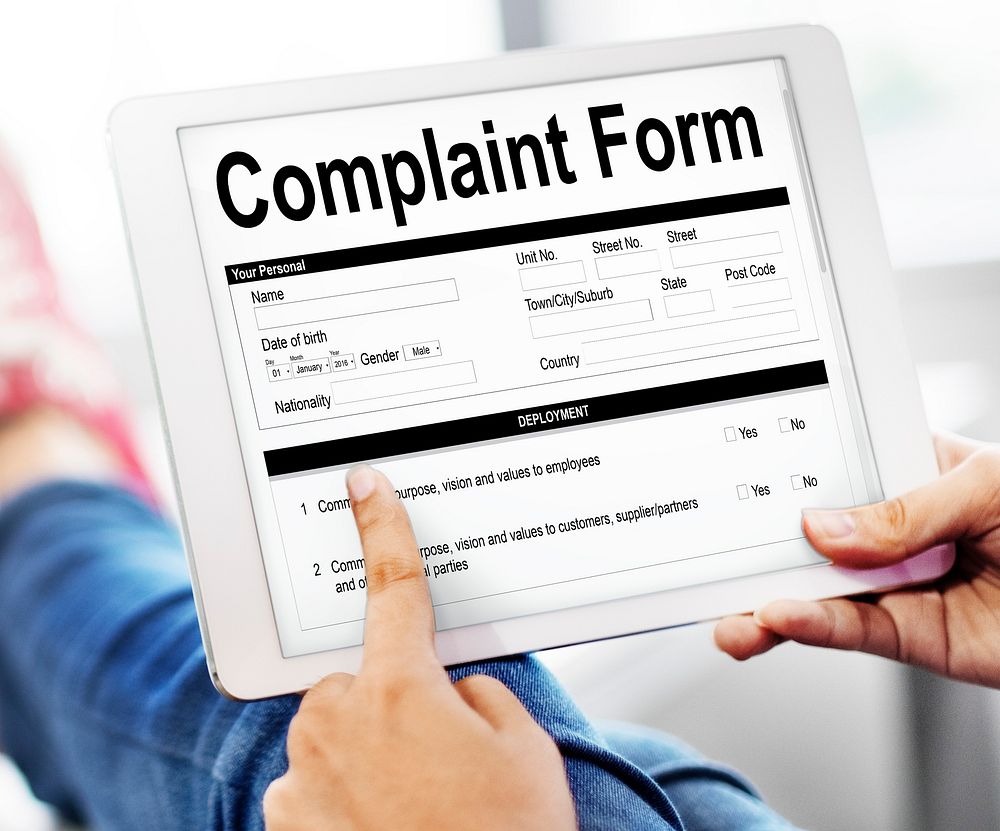 Digital complaint form tablet