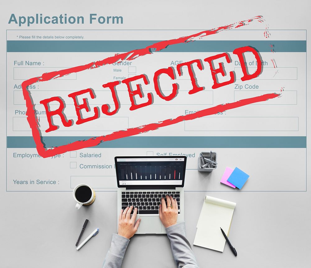 Rejected Declined Negative Document Form Concept