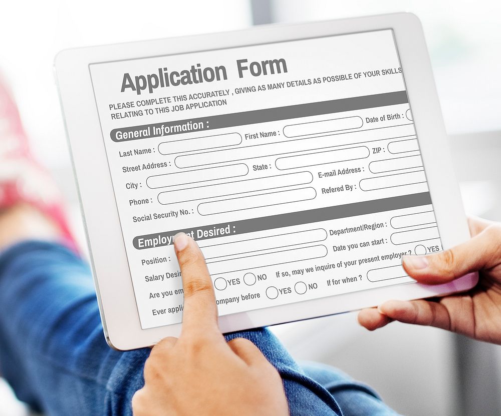 Online Web Job Application Form Concept