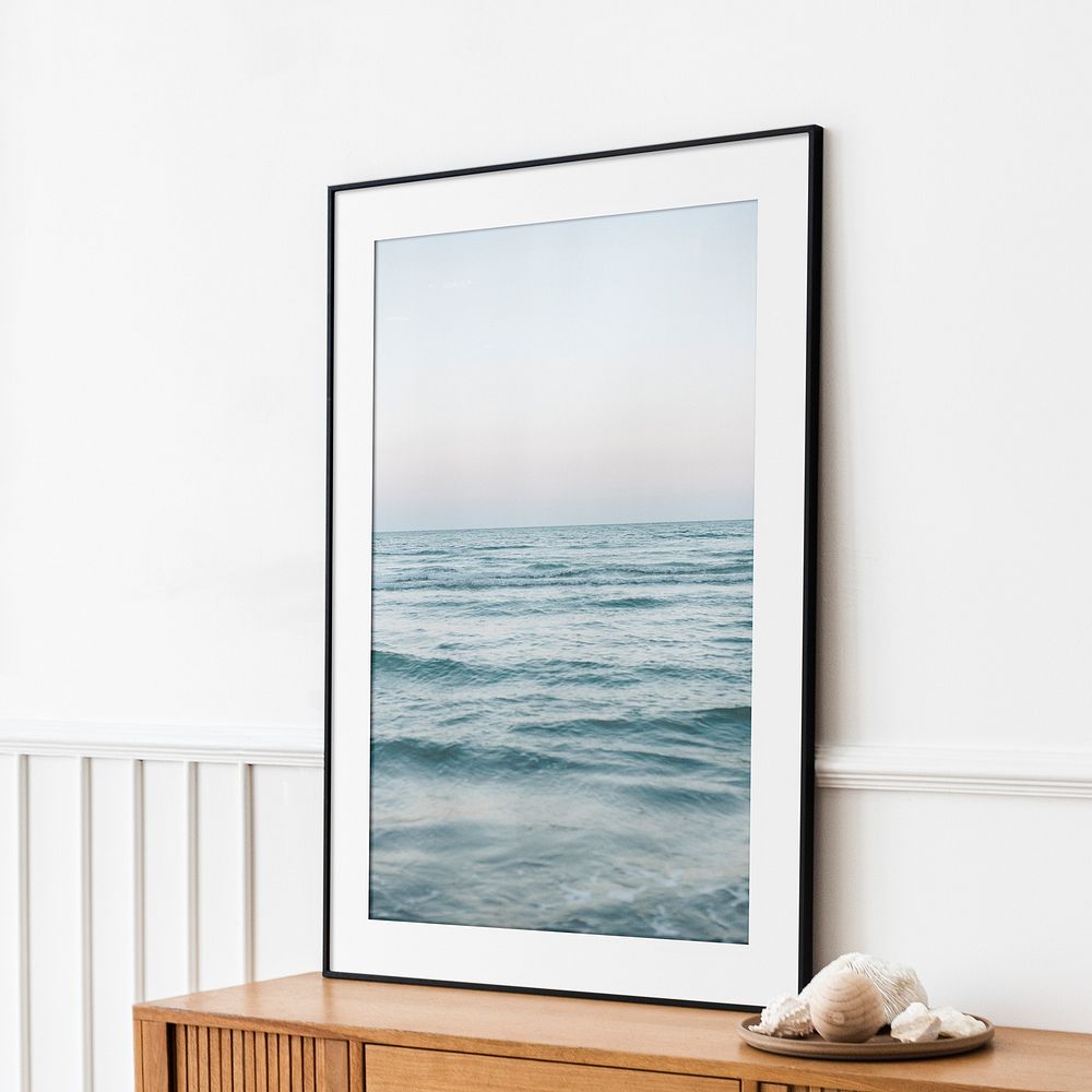 Framed ocean wave, nature aesthetic photo