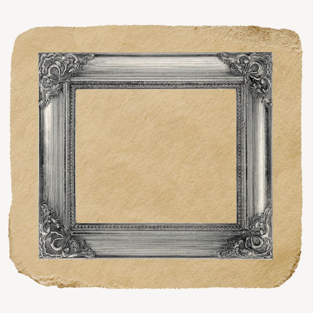 Silver picture frame collage element, Free Photo rawpixel