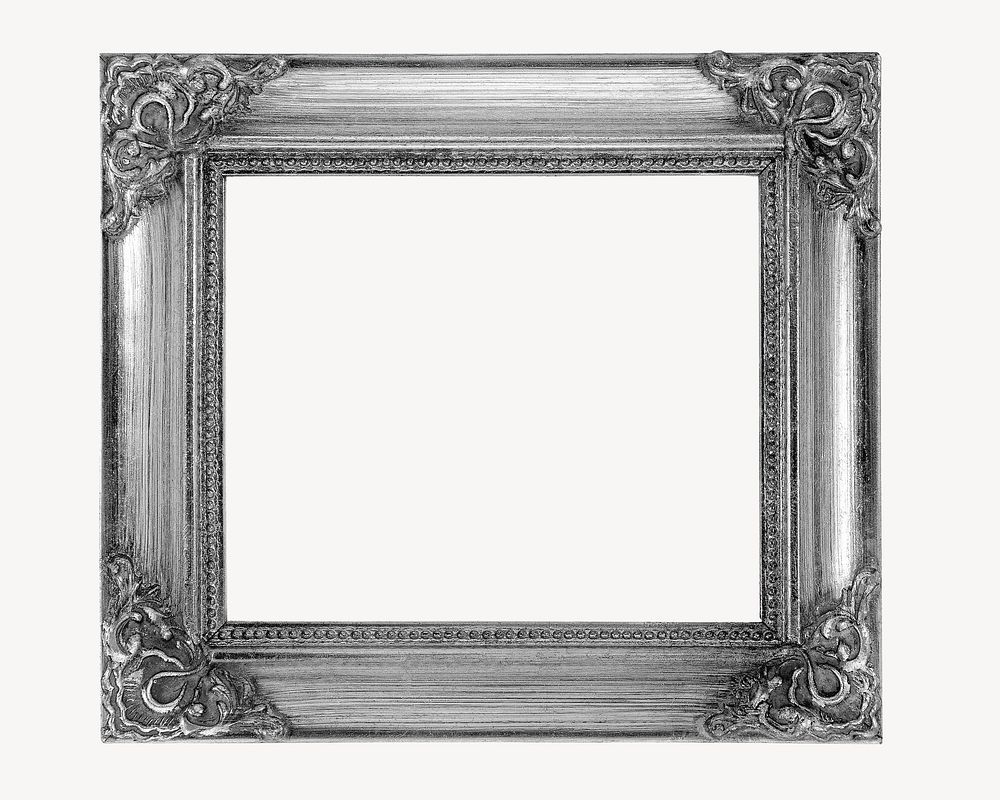 Silver picture frame collage element psd