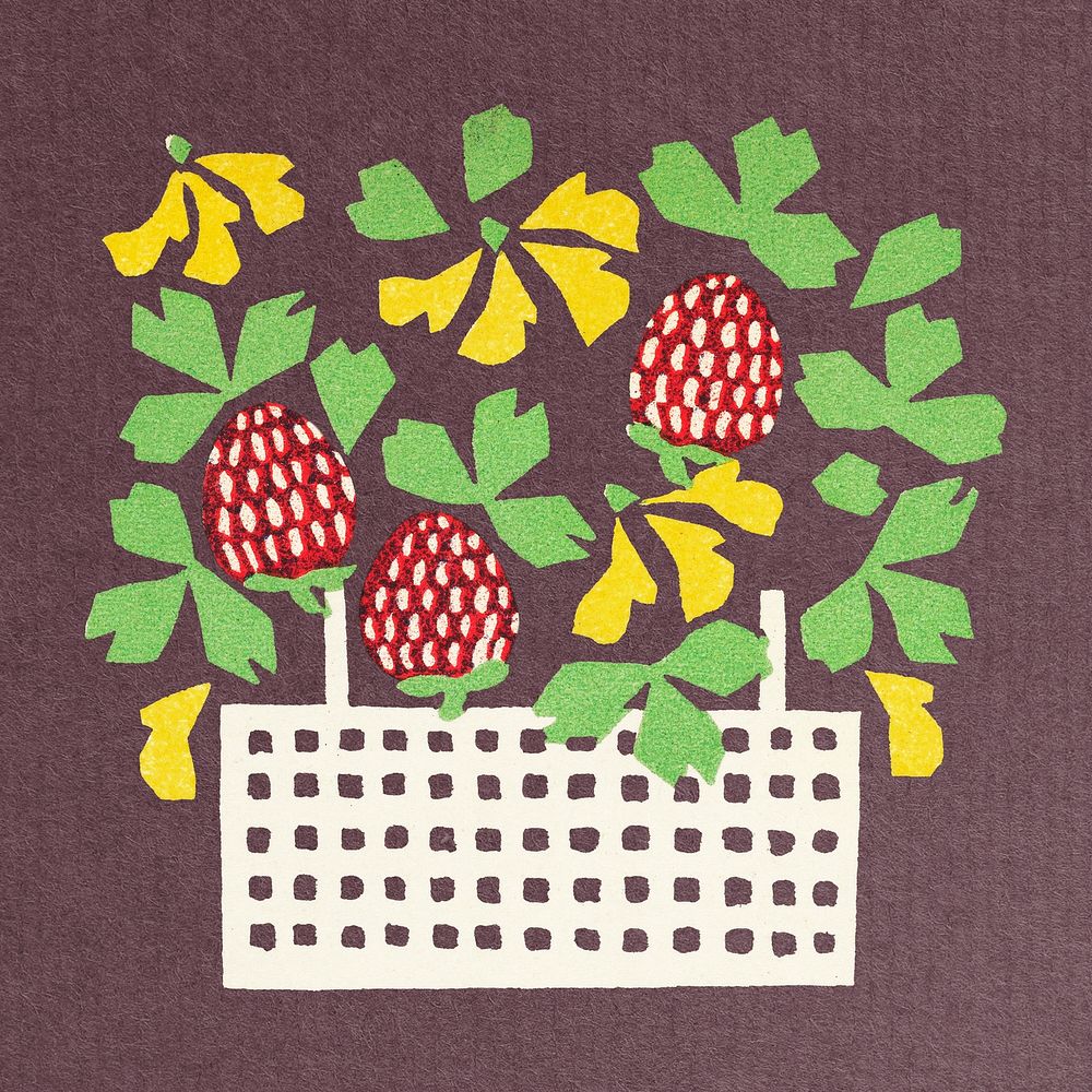 Vintage basket of strawberries mockup