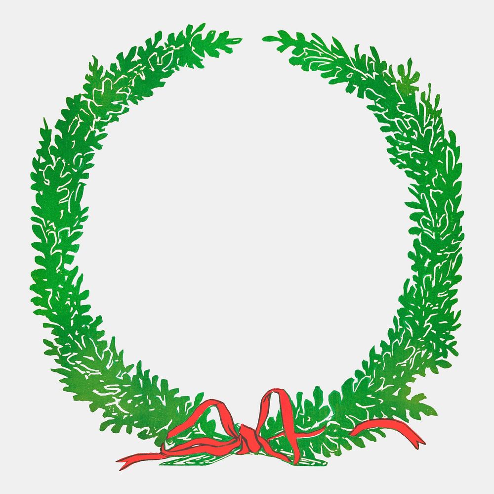 Vintage Christmas wreath illustration