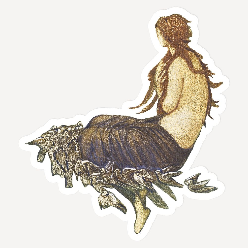 Vintage Venus illustration sticker with white border