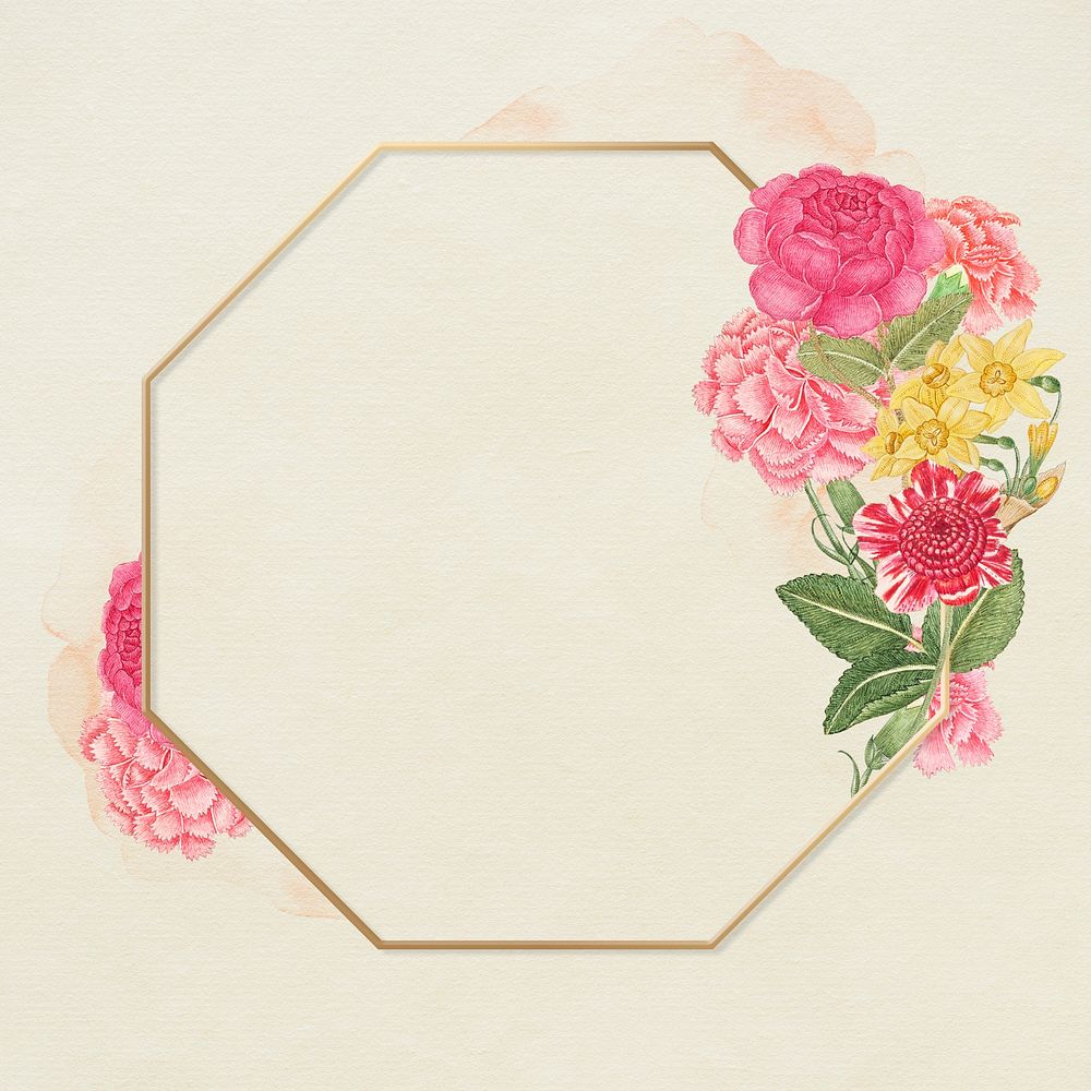 Floral gold frame, remixed from the 18th-century artworks from the Smithsonian archive.