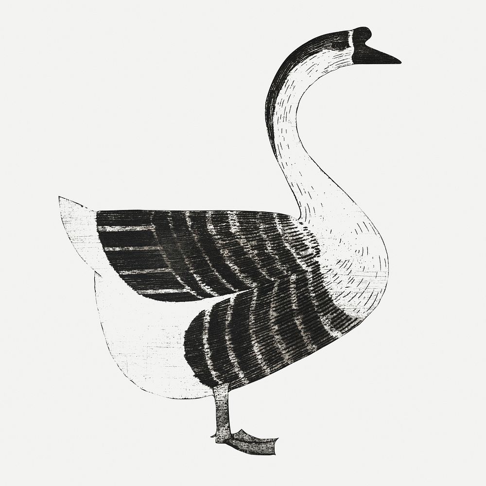 Vintage goose animal art print, remix from artworks by Samuel Jessurun de Mesquita