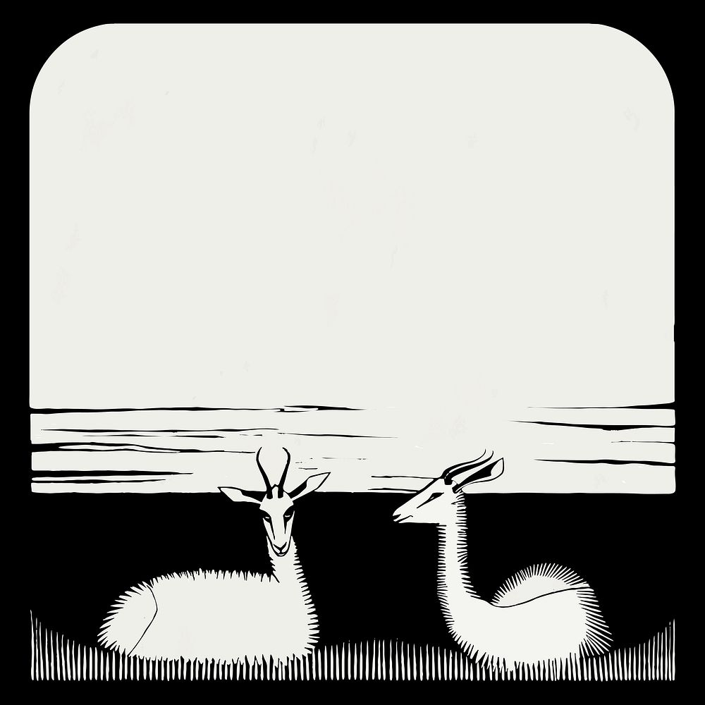 Vintage gazelle frame animal art print vector, remix from artworks by Samuel Jessurun de Mesquita