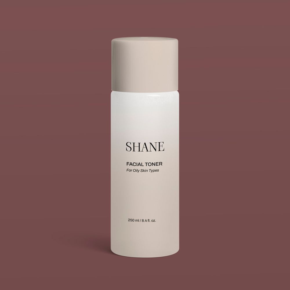 Skincare bottle, minimal beauty product packaging design