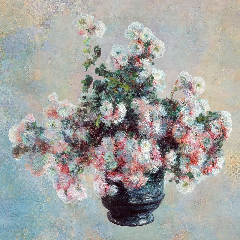 Chrysanthemums vector remixed from the artworks of Claude Monet.