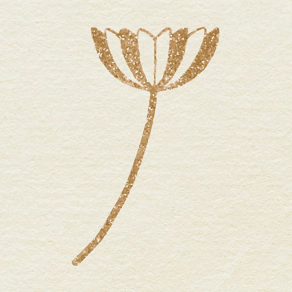 Vintage glittery gold flower art print illustration vector, remix from artworks by Samuel Jessurun de Mesquita