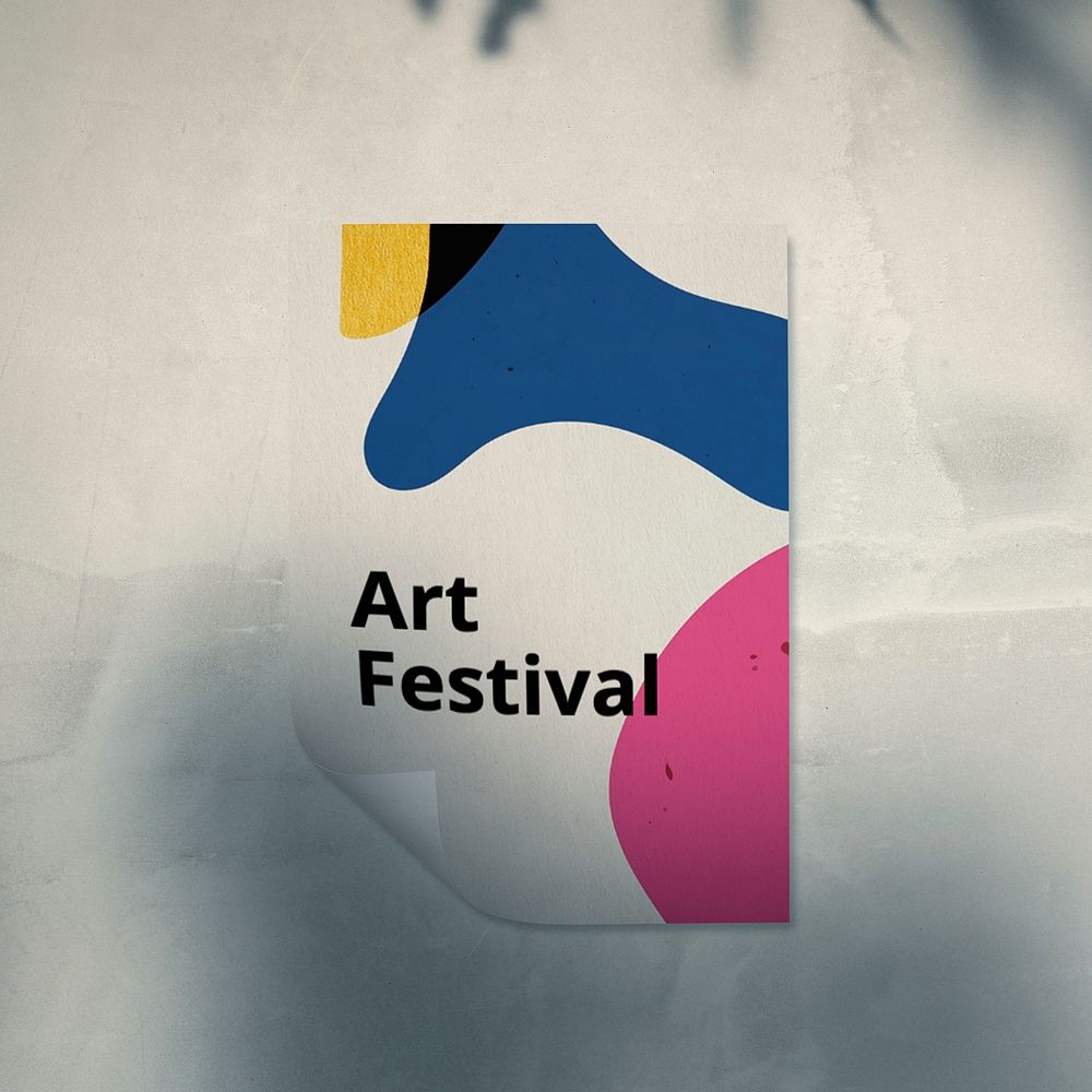 Aesthetic art festival poster on a wall