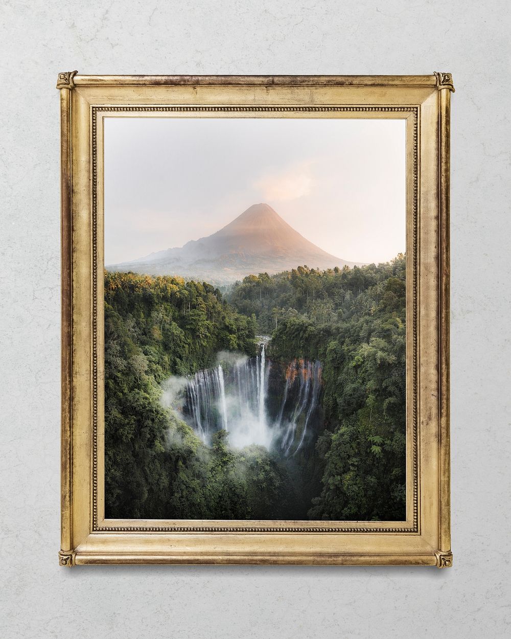 Waterfall in gold picture frame