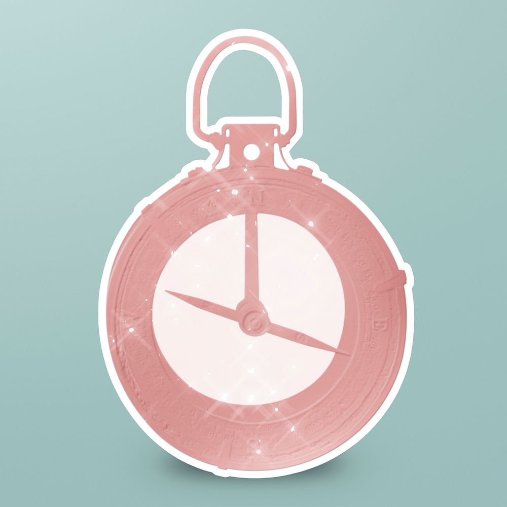 Pastel pink retro compass mockup on a blue background