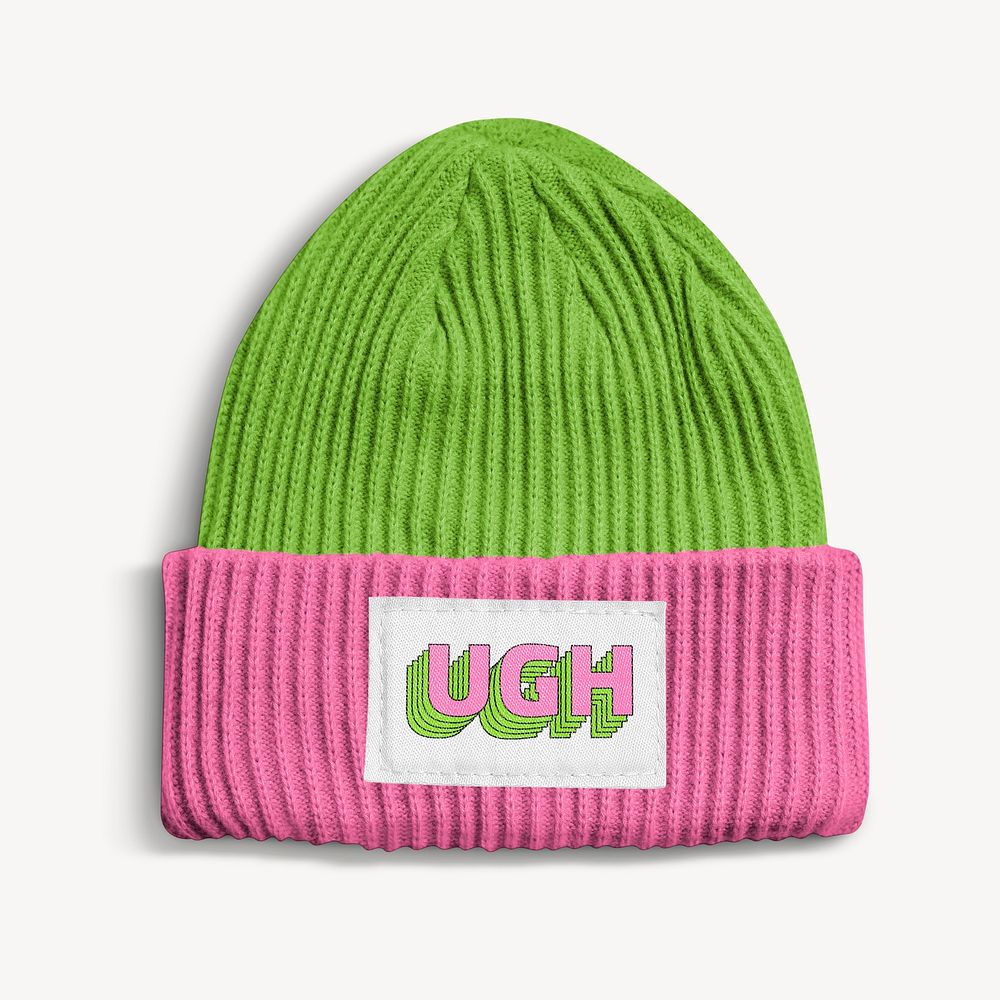 Beanie label mockup, street fashion  psd