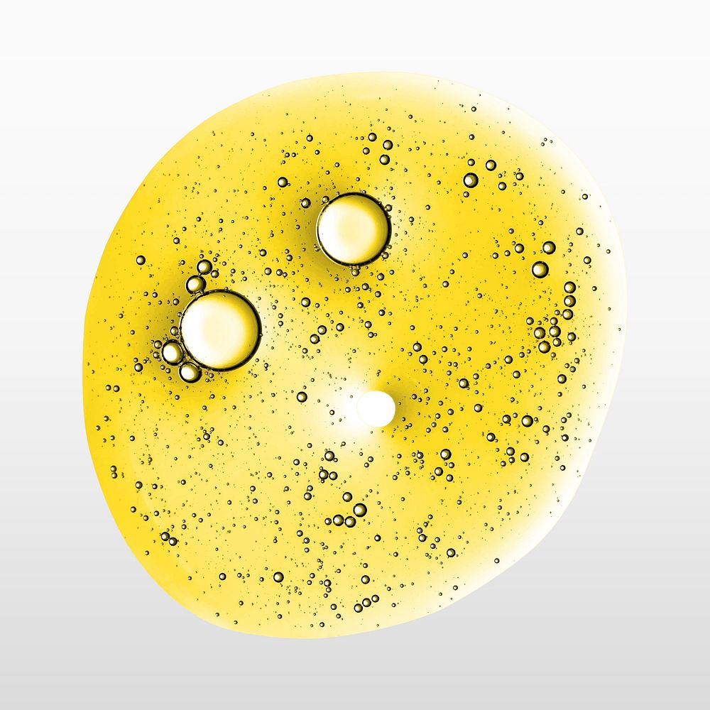 Yellow oil liquid bubble macro vector cosmetic product