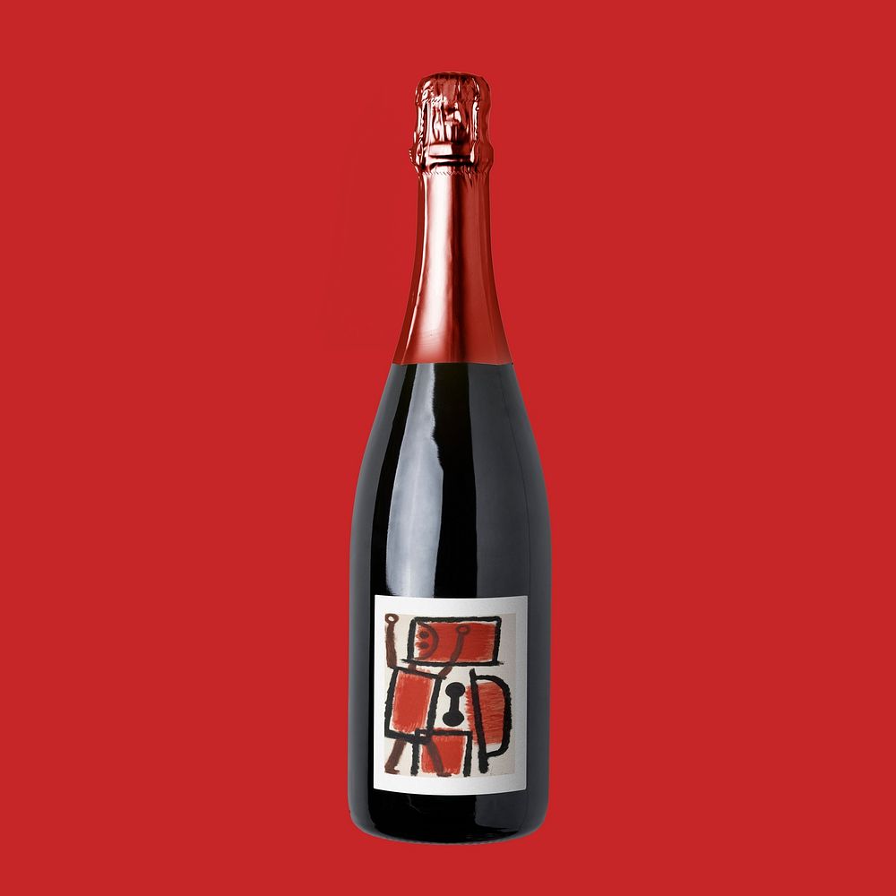 Red Prosecco bottle, product packaging design