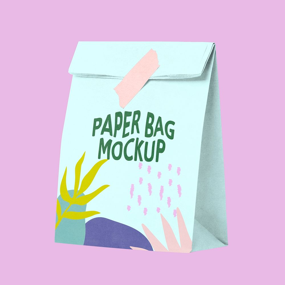 Customizable paper bag mockup, takeaway food packaging psd