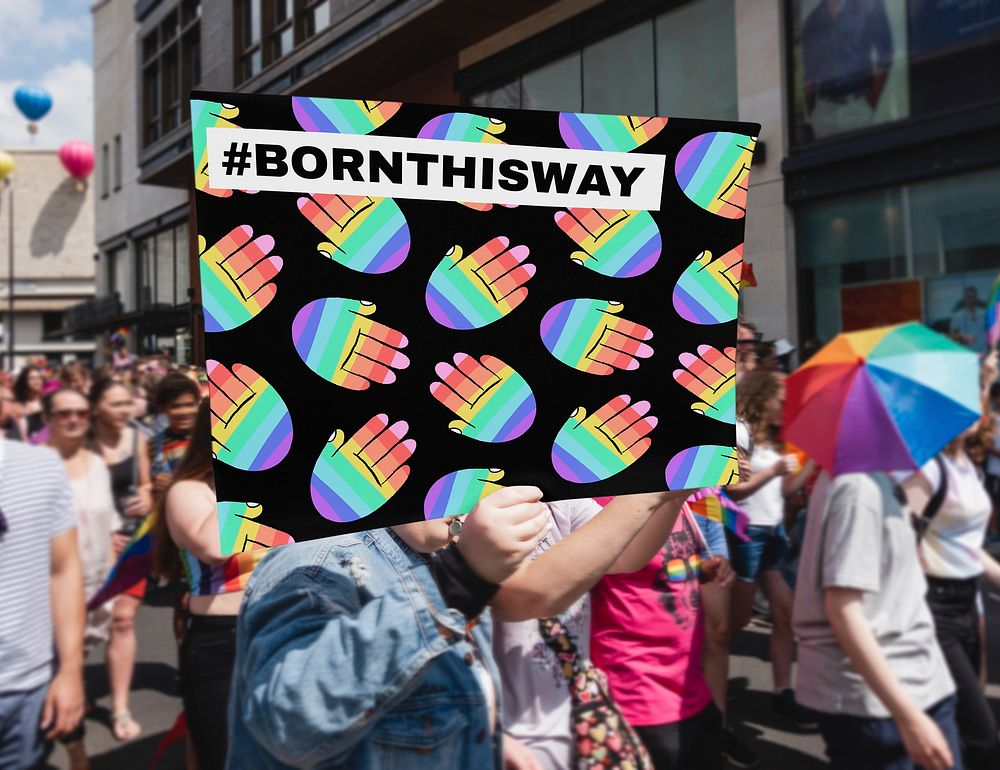 Born this way, LGBTQ protest sign
