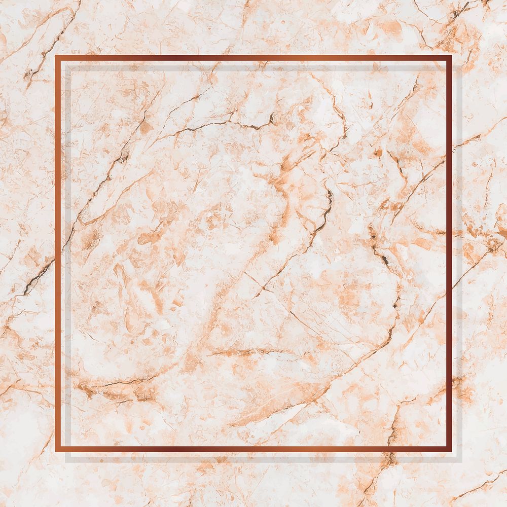 Square copper frame on orange marble background vector