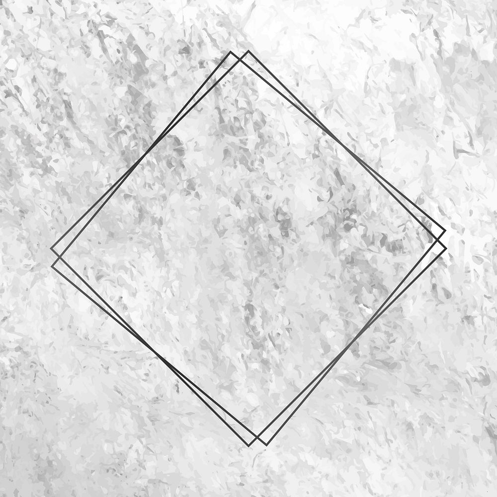 Rhombus black frame on white marble background vector