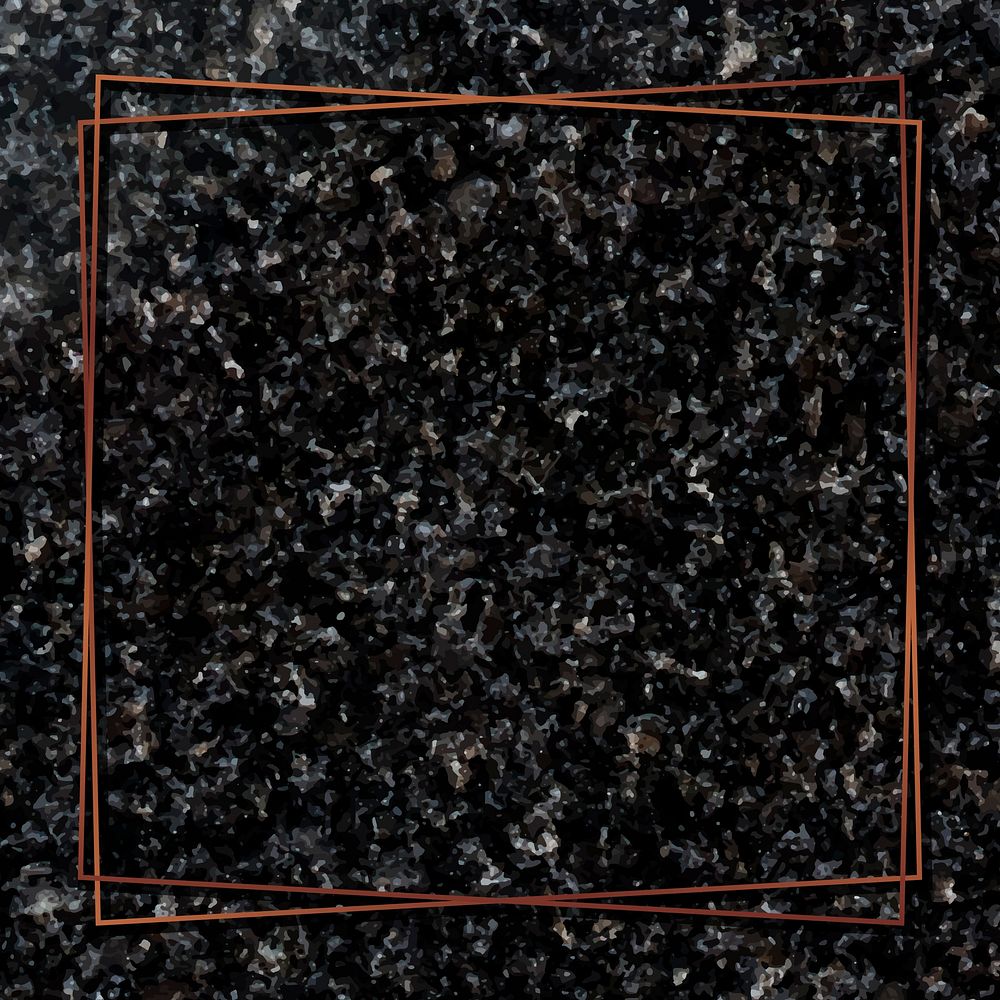 Square copper frame on black marble background vector