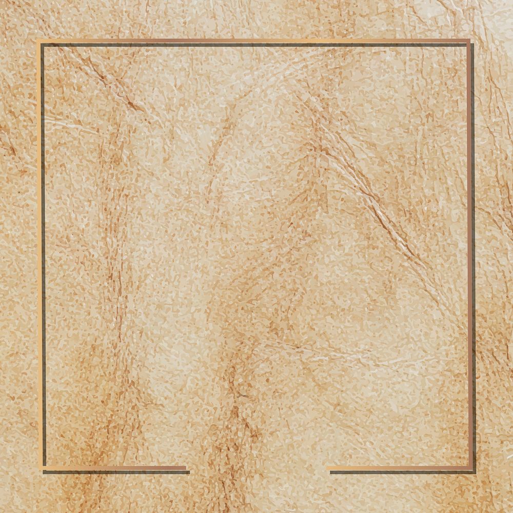 Square gold frame on brown leather background vector