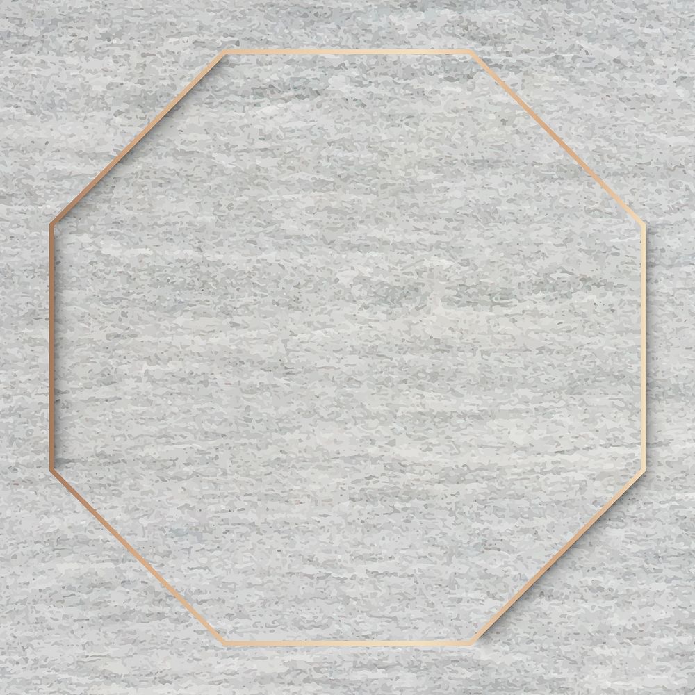 Octagon gold frame on gray cement background vector