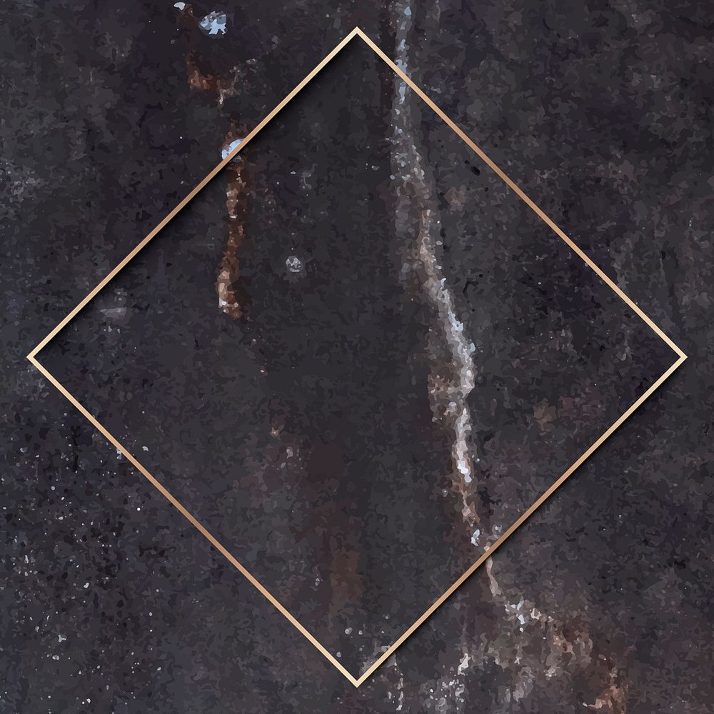 Rhombus gold frame on black marble background vector